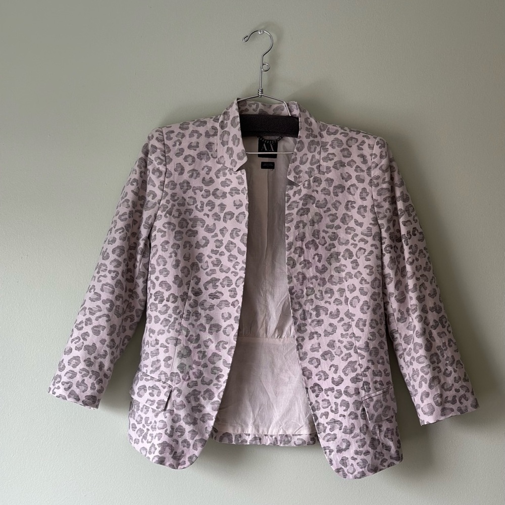 Armani Exchange Linen Blend Leopard Print Blazer